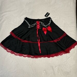 Hot Topic Gothic Lace Ribbon Chain Bow Mini Skirt​​